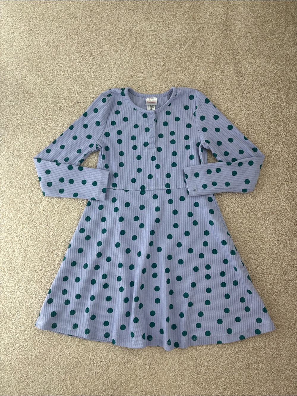 Hanna Andersson Purple Polka Dot Long Sleeve Fit & Flare Dress, size 130 (8)